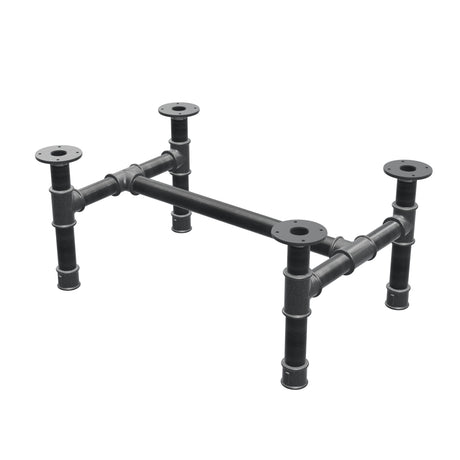 Coffee table base, H-frame, cast iron and steel Ø 42 mm, 76 × 51 cm, height 34 cm