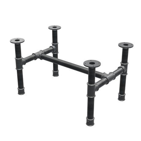 Coffee table base, H-frame, cast iron and steel Ø 42 mm, 76 × 51 cm, height 44 cm