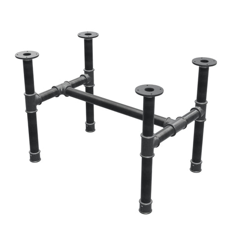 Coffee table base, H-frame, cast iron and steel Ø 42 mm, 76 × 51 cm, height 54 cm