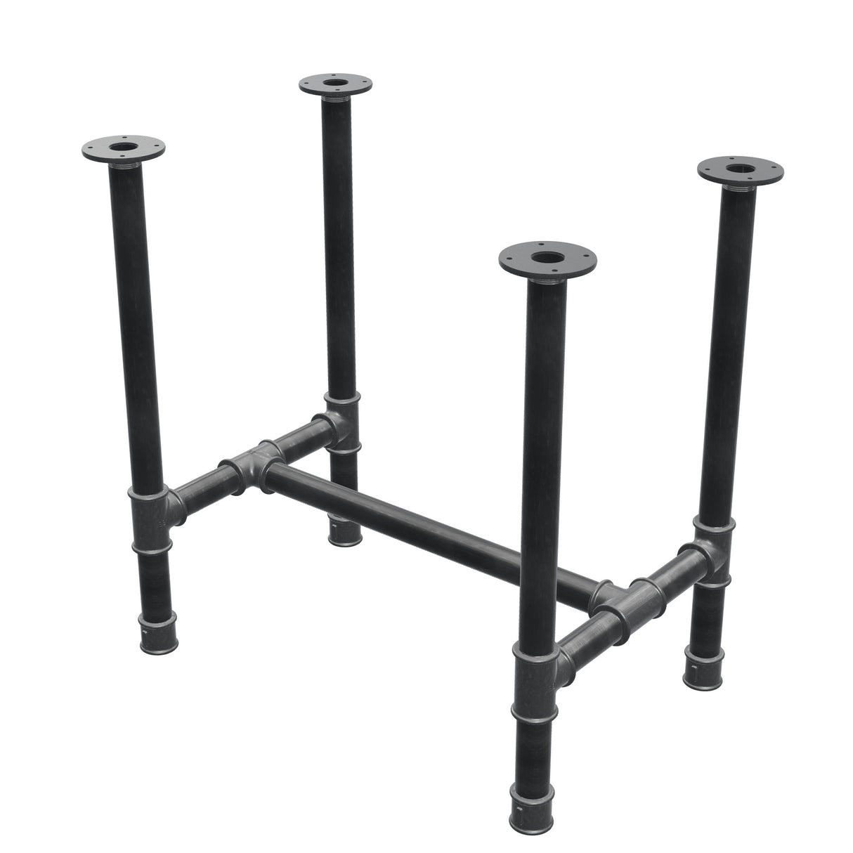 Dining table base, H-frame, cast iron and steel Ø 42 mm, 76 × 51 cm, height 74 cm