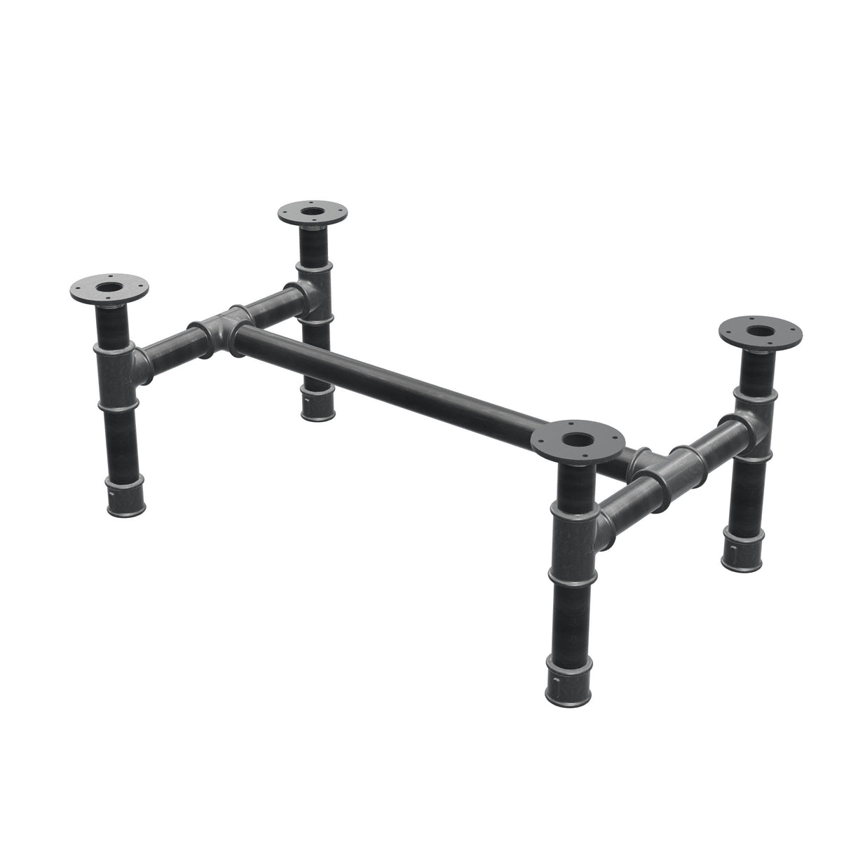 Coffee table base, H-frame, cast iron and steel Ø 42 mm, 86 × 51 cm, height 34 cm