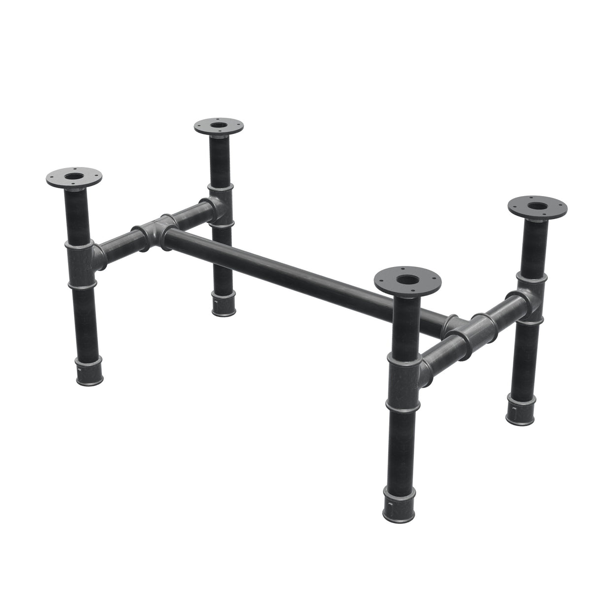 Coffee table base, H-frame, cast iron and steel Ø 42 mm, 86 × 51 cm, height 44 cm