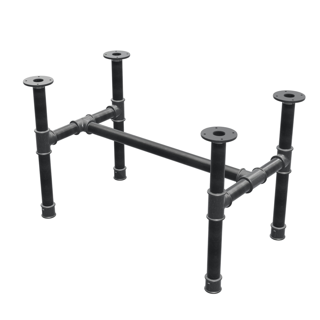 Coffee table base, H-frame, cast iron and steel Ø 42 mm, 86 × 51 cm, height 54 cm