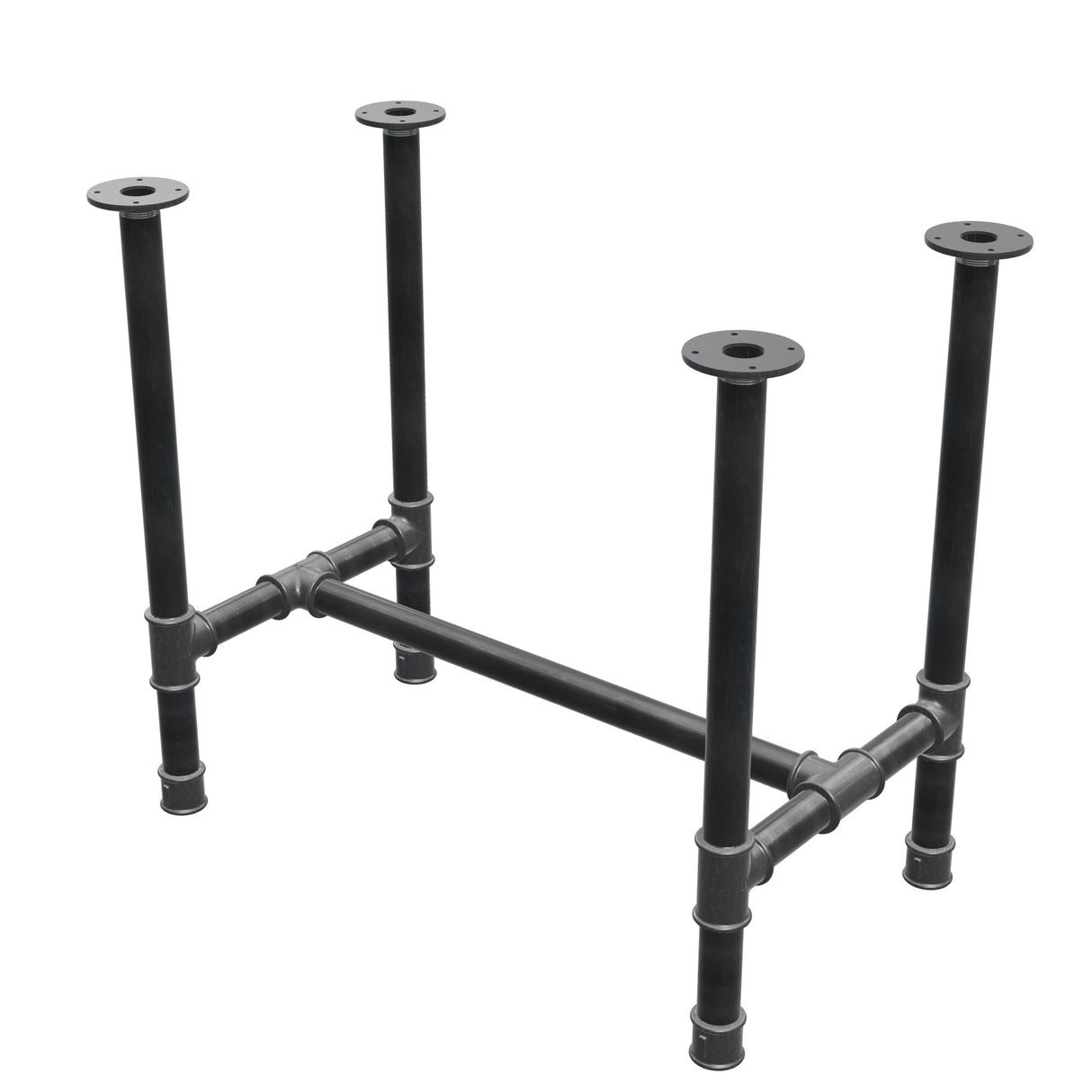 Dining table base, H-frame, cast iron and steel Ø 42 mm, 86 × 51 cm, height 74 cm
