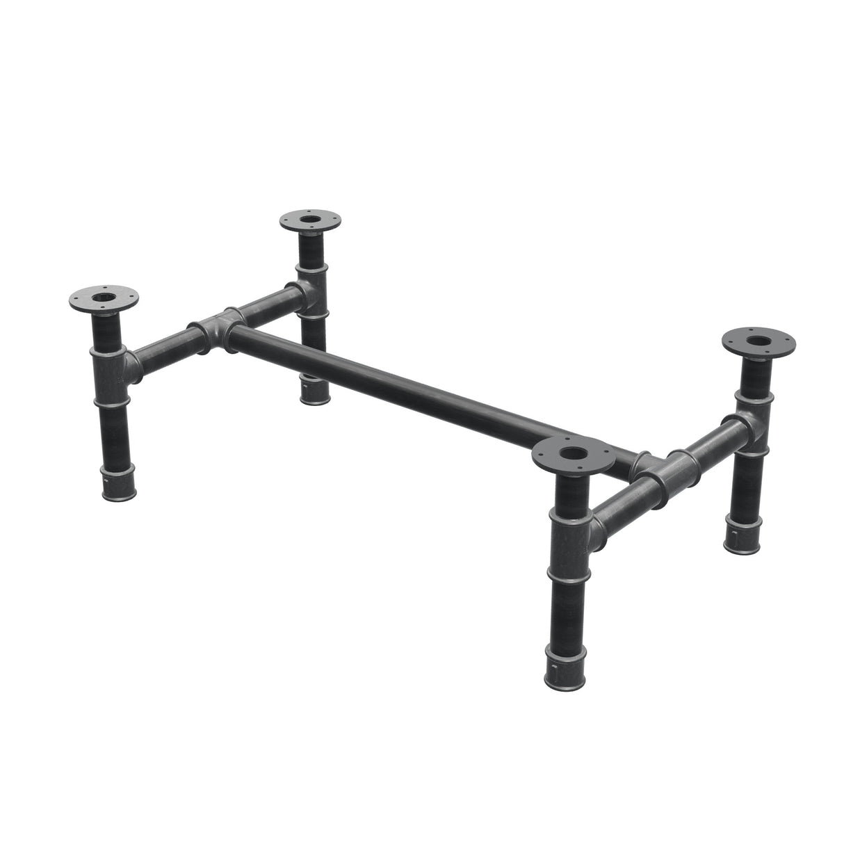 Coffee table base, H-frame, cast iron and steel Ø 42 mm, 96 × 57 cm, height 34 cm
