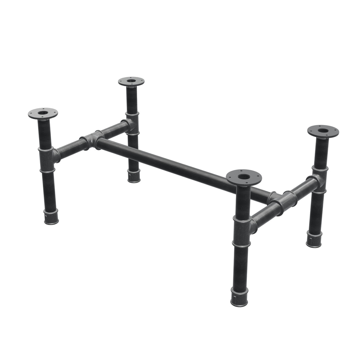 Coffee table base, H-frame, cast iron and steel Ø 42 mm, 96 × 57 cm, height 44 cm