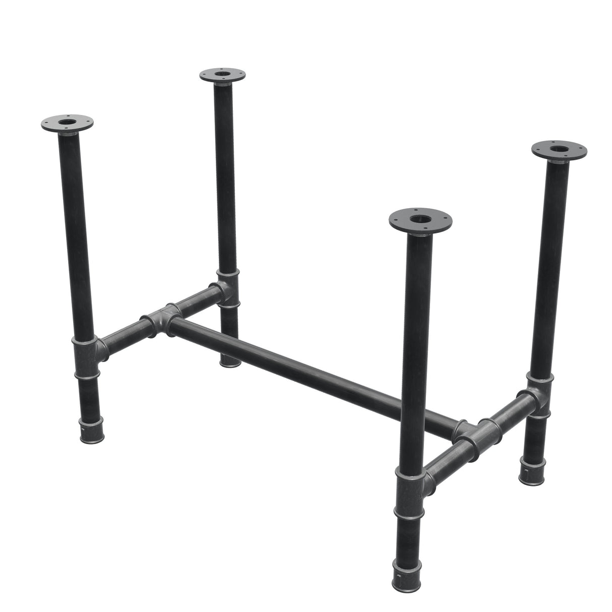 Dining table base, H-frame, cast iron and steel Ø 42 mm, 96 × 57 cm, height 74 cm