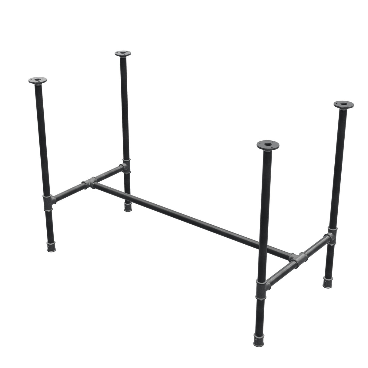 Dining table base, H-frame, cast iron and steel Ø 27 mm, 111 × 55 cm, height 74 cm