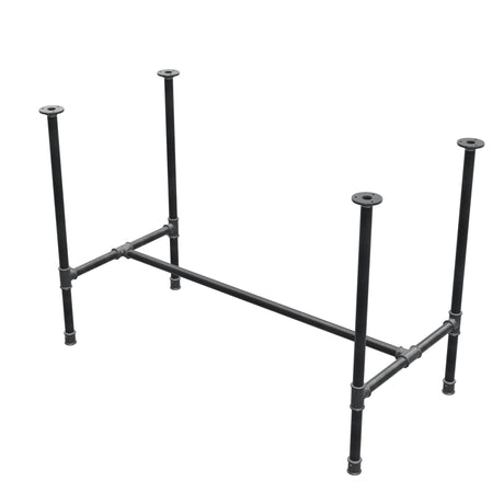 Dining table base, H-frame, cast iron and steel Ø 27 mm, 111 × 55 cm, height 74 cm