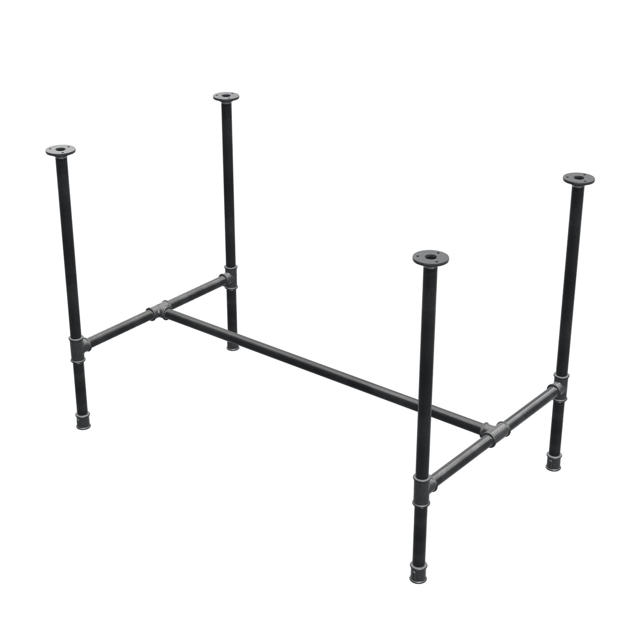 Dining table base, H-frame, cast iron and steel Ø 27 mm, 111 × 65 cm, height 74 cm