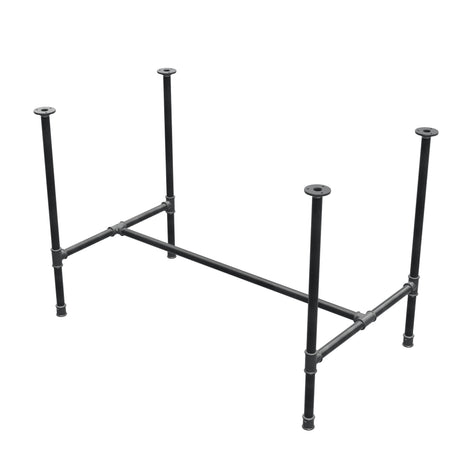 Dining table base, H-frame, cast iron and steel Ø 27 mm, 111 × 65 cm, height 74 cm