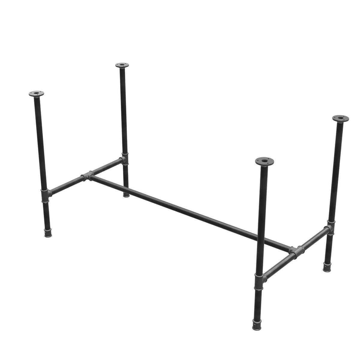 Dining table base, H-frame, cast iron and steel Ø 27 mm, 131 × 65 cm, height 74 cm