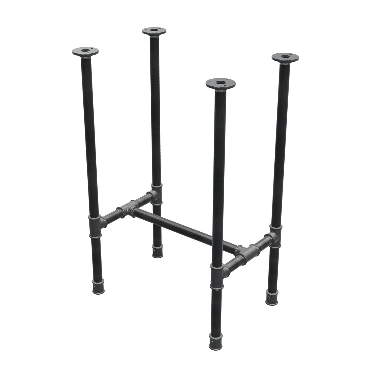 Dining table base, H-frame, cast iron and steel Ø 27 mm, 51 × 35 cm, height 74 cm