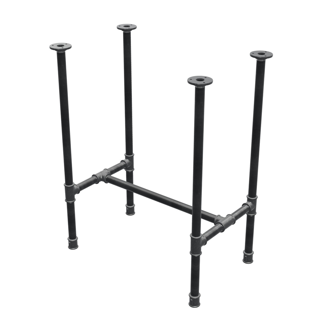 Dining table base, H-frame, cast iron and steel Ø 27 mm, 61 × 39 cm, height 74 cm