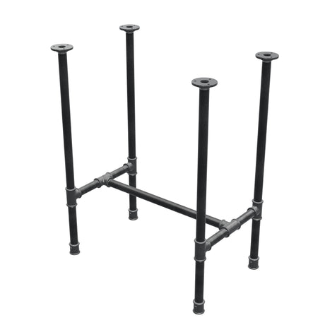Dining table base, H-frame, cast iron and steel Ø 27 mm, 61 × 39 cm, height 74 cm
