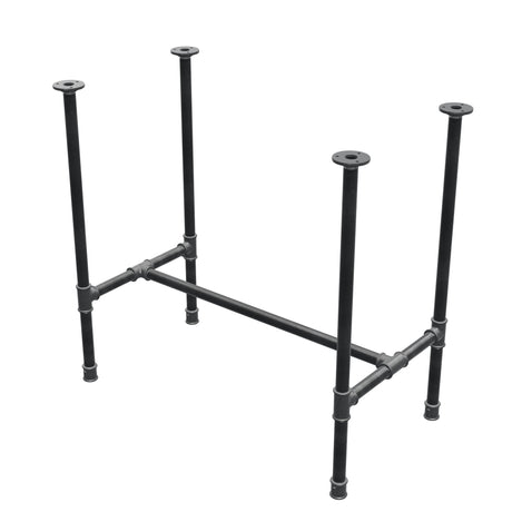 Dining table base, H-frame, cast iron and steel Ø 27 mm, 81 × 45 cm, height 74 cm