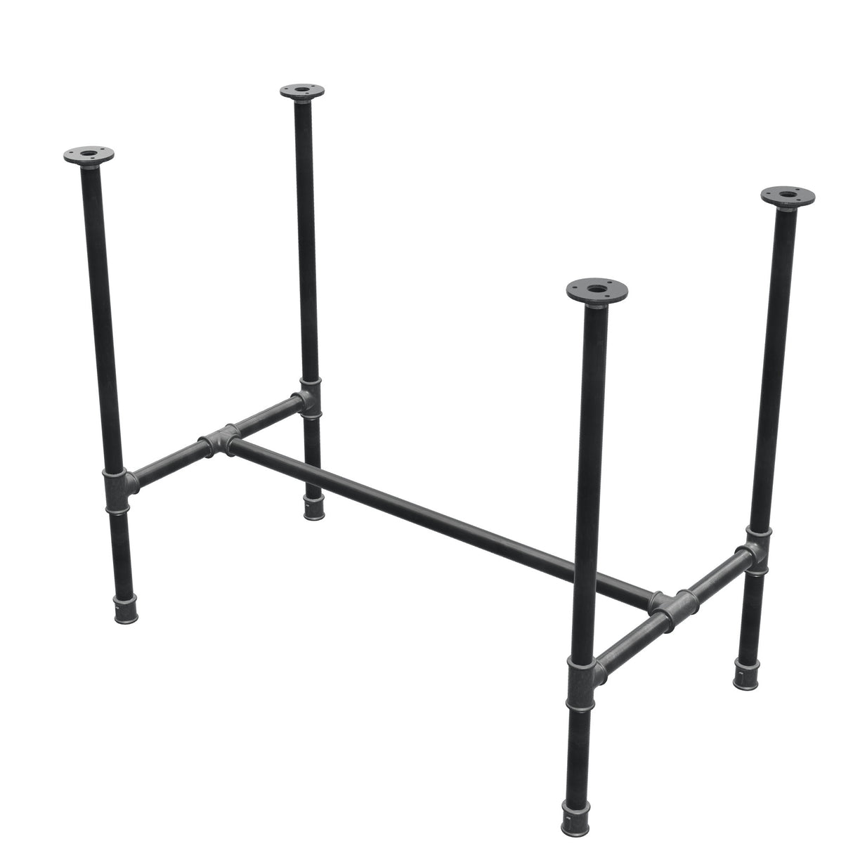 Dining table base, H-frame, cast iron and steel Ø 27 mm, 91 × 51 cm, height 74 cm