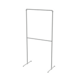 Portant autoportant double niveau en fonte et acier galvanisés, pieds en croix posés au sol, vue de trois quarts