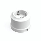 Porcelain wall socket — Schuko 2P+T 16 A / White