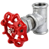 3/4'' valve-style fitting with red 72 mm handwheel, stainless steel nut, galvanized cast iron fitting
