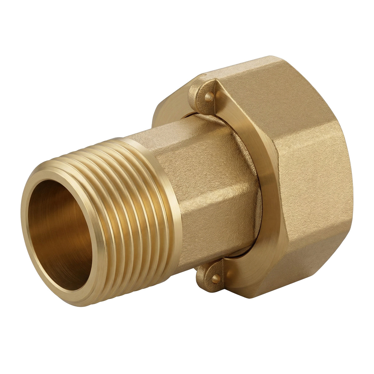 Demi-raccord union pour compteur modèle long ISO 7/1 en laiton CW617N - vue isométrique 3/4