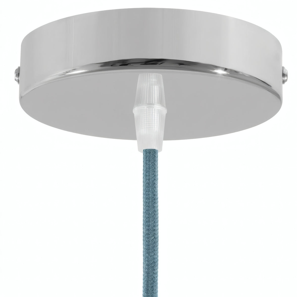 Cylindrical metal ceiling rose, Ø 120 mm — Conical thermoplastic / Chrome