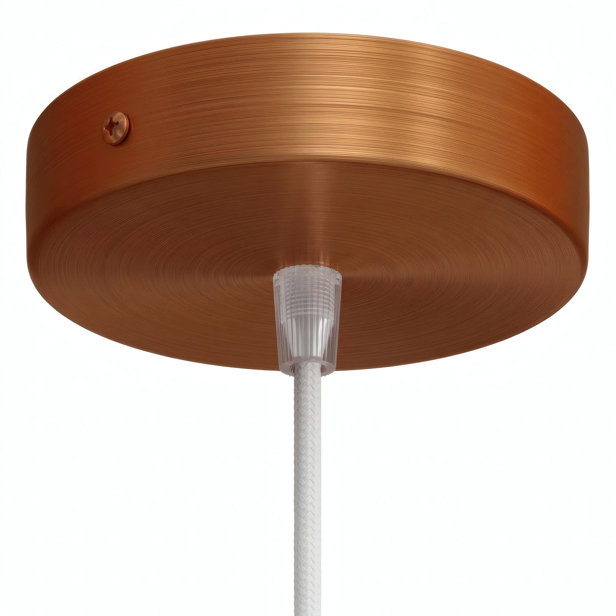 Cylindrical metal ceiling rose, Ø 120 mm — Conical thermoplastic / Satin copper