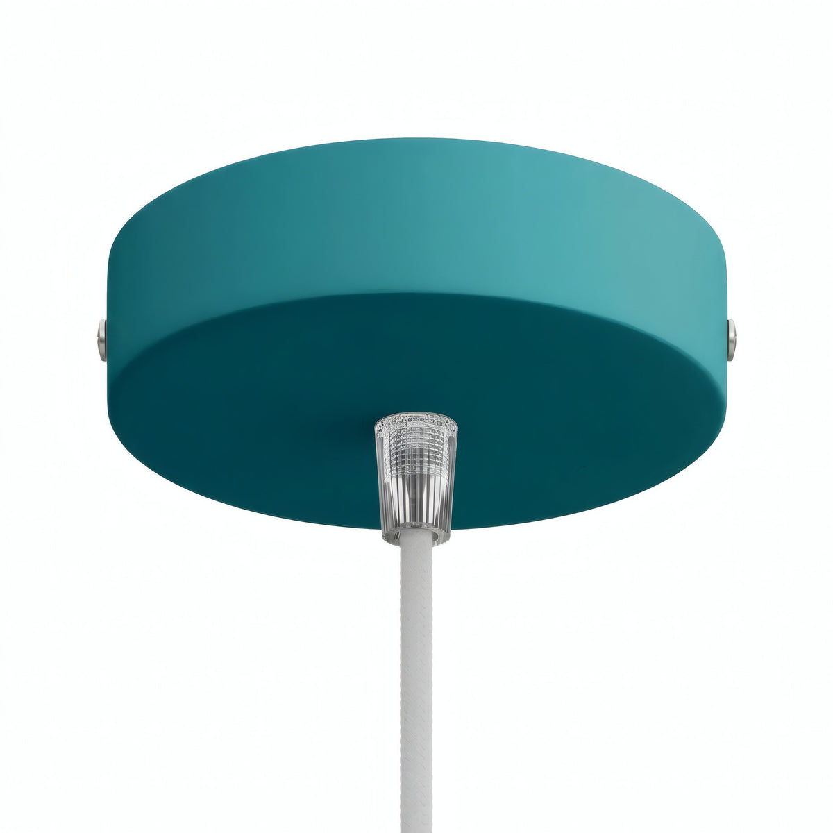 Cylindrical metal ceiling rose, Ø 120 mm — Conical thermoplastic / Petrol blue