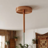 Cylindrical metal ceiling rose with a 15 cm cable grip — Satin copper