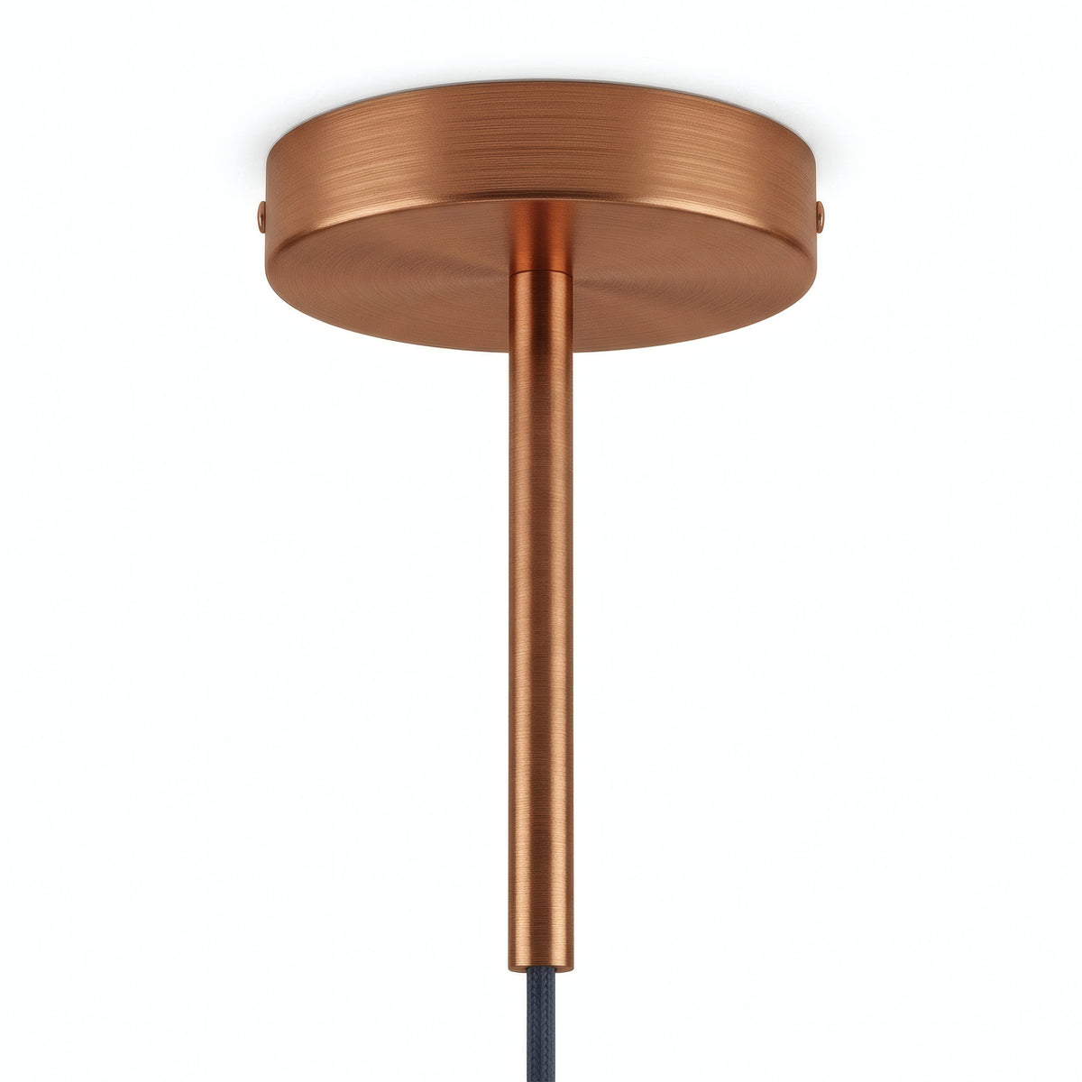 Cylindrical metal ceiling rose with a 15 cm cable grip — Satin copper