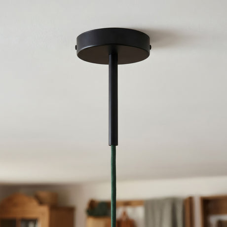 Cylindrical metal ceiling rose with a 15 cm cable grip — Black