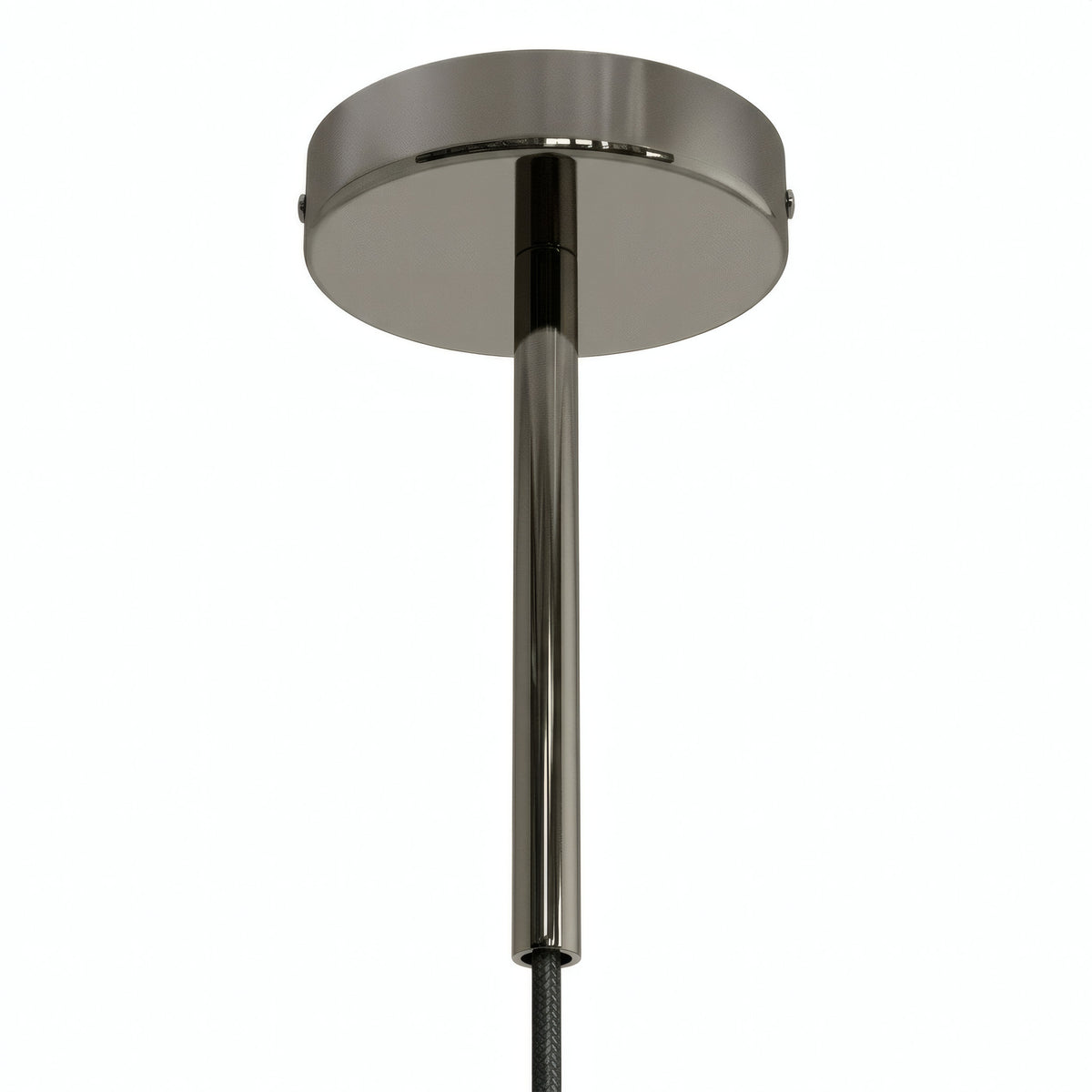 Cylindrical metal ceiling rose with a 15 cm cable grip — Black pearl