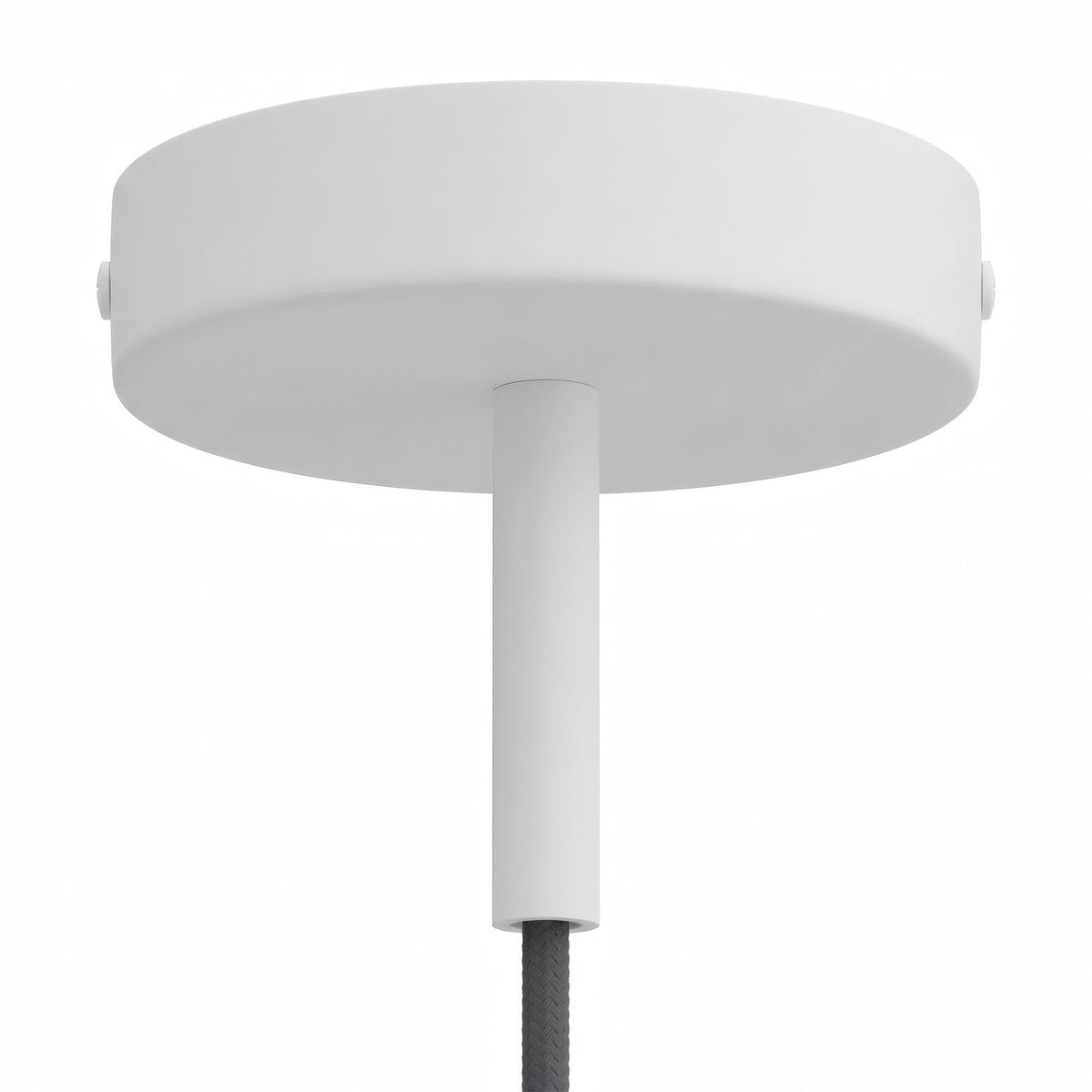 Cylindrical metal ceiling rose with a 7 cm cable grip — Matt white
