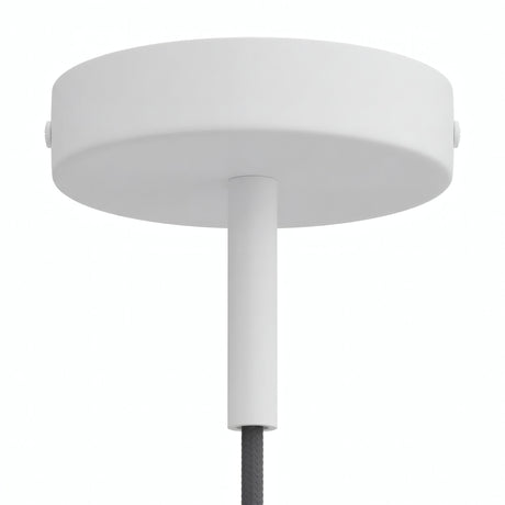 Cylindrical metal ceiling rose with a 7 cm cable grip — Matt white