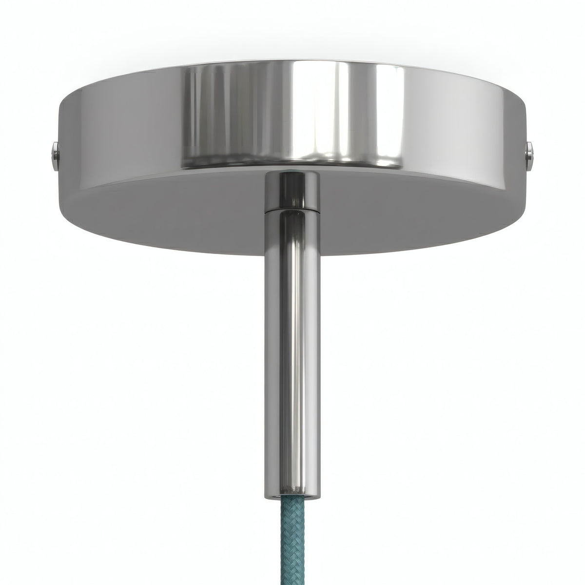 Cylindrical metal ceiling rose with a 7 cm cable grip — Chrome