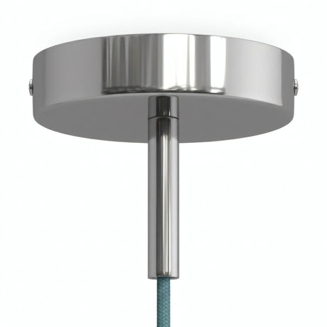 Cylindrical metal ceiling rose with a 7 cm cable grip — Chrome