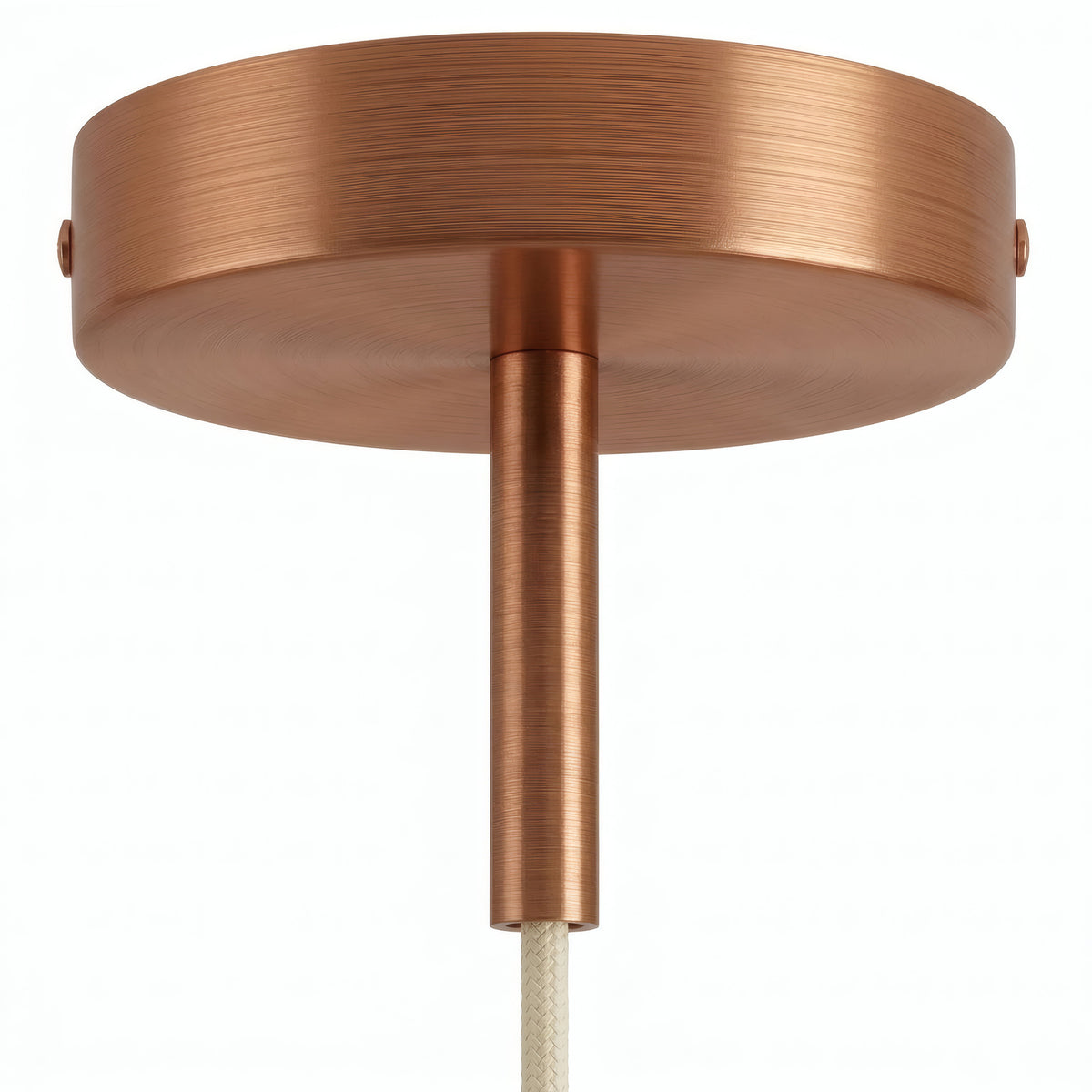 Cylindrical metal ceiling rose with a 7 cm cable grip — Satin copper