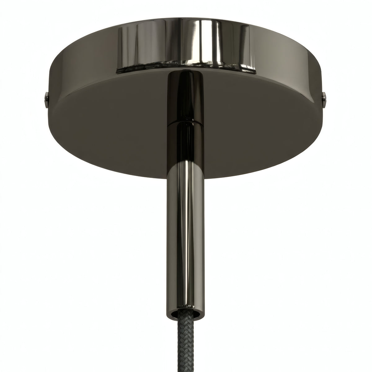 Cylindrical metal ceiling rose with a 7 cm cable grip — Black pearl