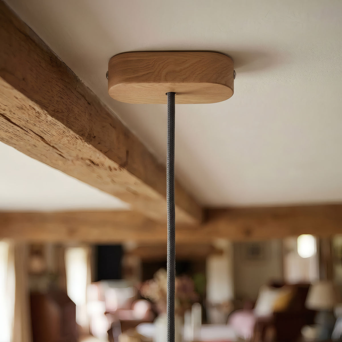 Oval wooden ceiling rose, 120 × 51 mm — Natural