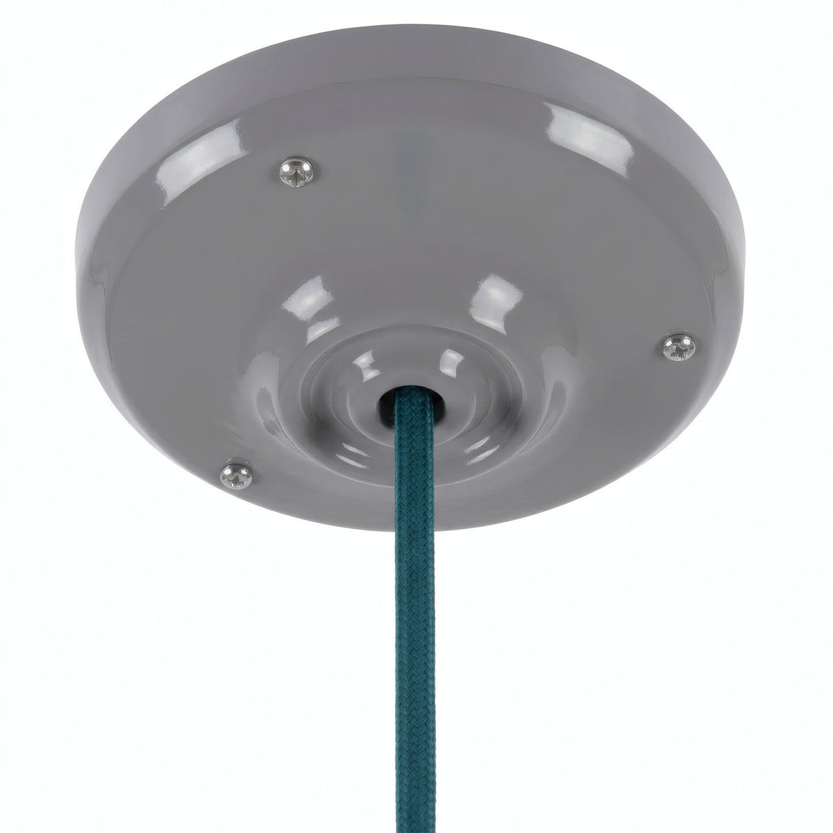 Porcelain ceiling rose with fixing kit, Ø 105 mm — Grey
