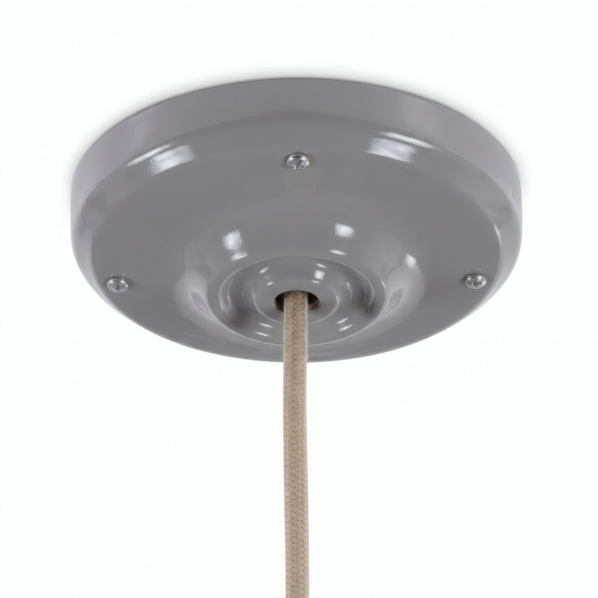 Porcelain ceiling rose with fixing kit, Ø 105 mm — Grey