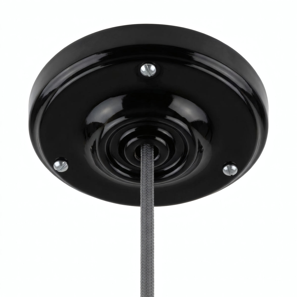 Porcelain ceiling rose with fixing kit, Ø 105 mm — Black