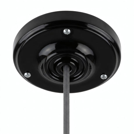 Porcelain ceiling rose with fixing kit, Ø 105 mm — Black