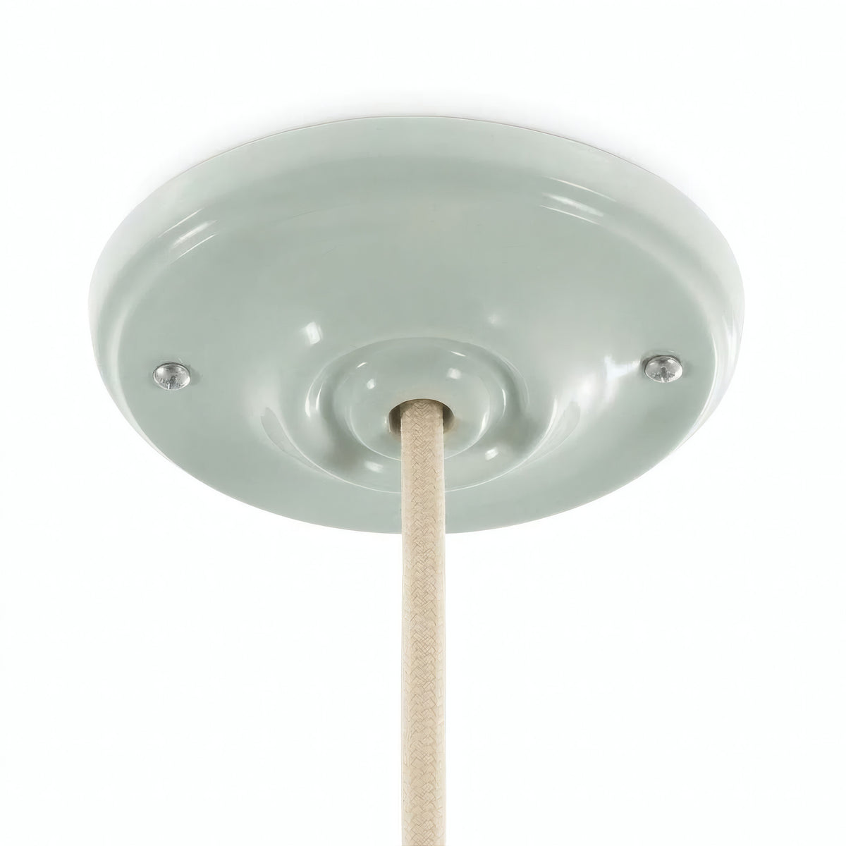 Porcelain ceiling rose with fixing kit, Ø 105 mm — Sage green