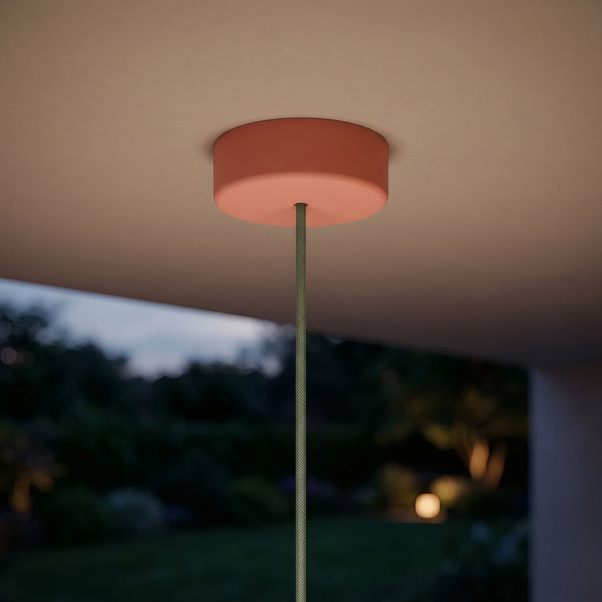 IP65 outdoor silicone ceiling rose, Ø 125 mm — Salmon