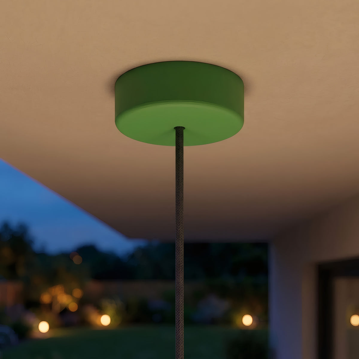 IP65 outdoor silicone ceiling rose, Ø 125 mm — Meadow green