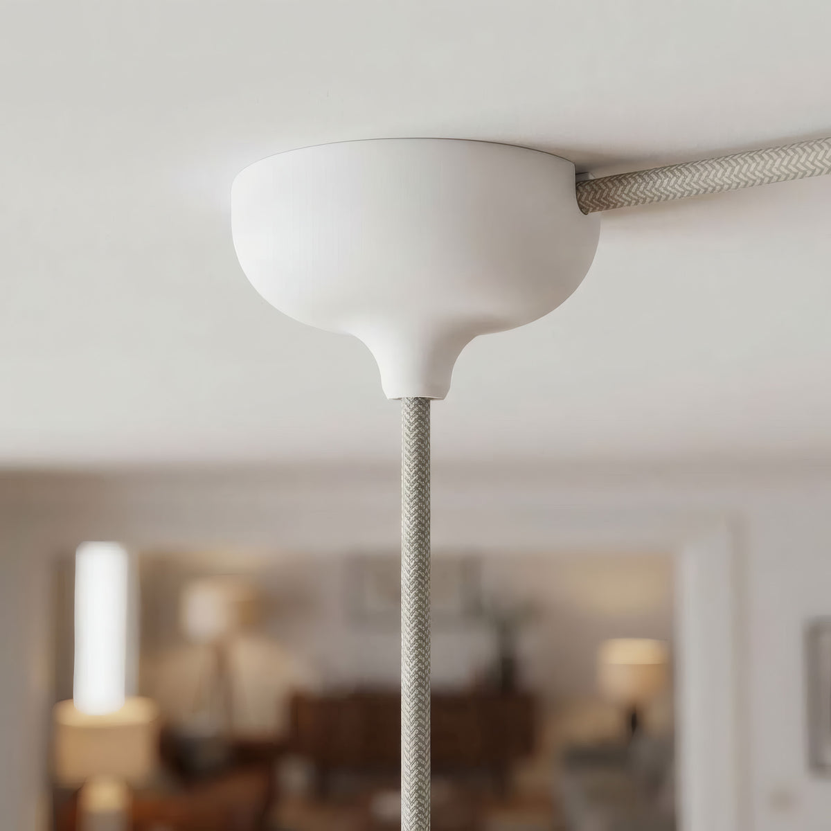 Silicone ceiling rose Ø 88 mm, central hole and side outlet — White