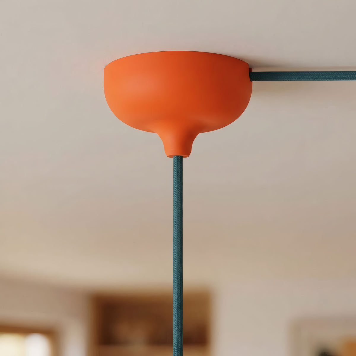 Silicone ceiling rose Ø 88 mm, central hole and side outlet — Orange