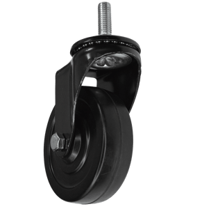 Industrial Black Swivel Caster on Fitting – Rubber – 100mm