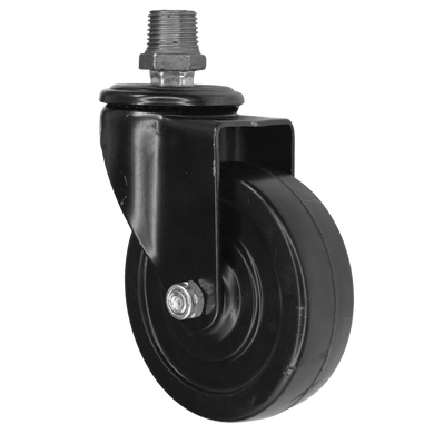 Industrial Black Swivel Caster on Fitting – Rubber – 100mm